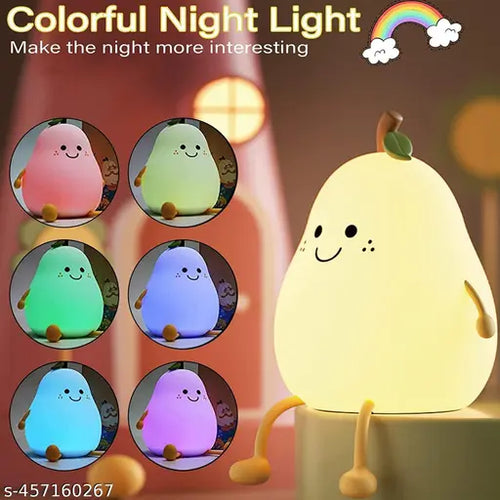 NAIRO Night Lamp for Bedroom, Cute Lamp, Night Lamp for Kids, Silicone Lamp, Cute Night Lamp, Birthday Gifts, Lamp for Kids, Light Lamp, Diwali Light, Rechargeable, Pear Lamp (Warm White)